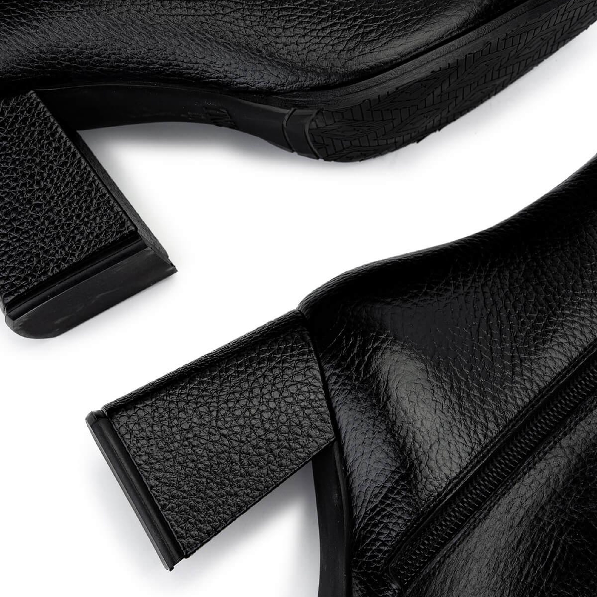 Tamer Tanca Kadın Hakiki Deri Siyah Floter Topuklu Bot