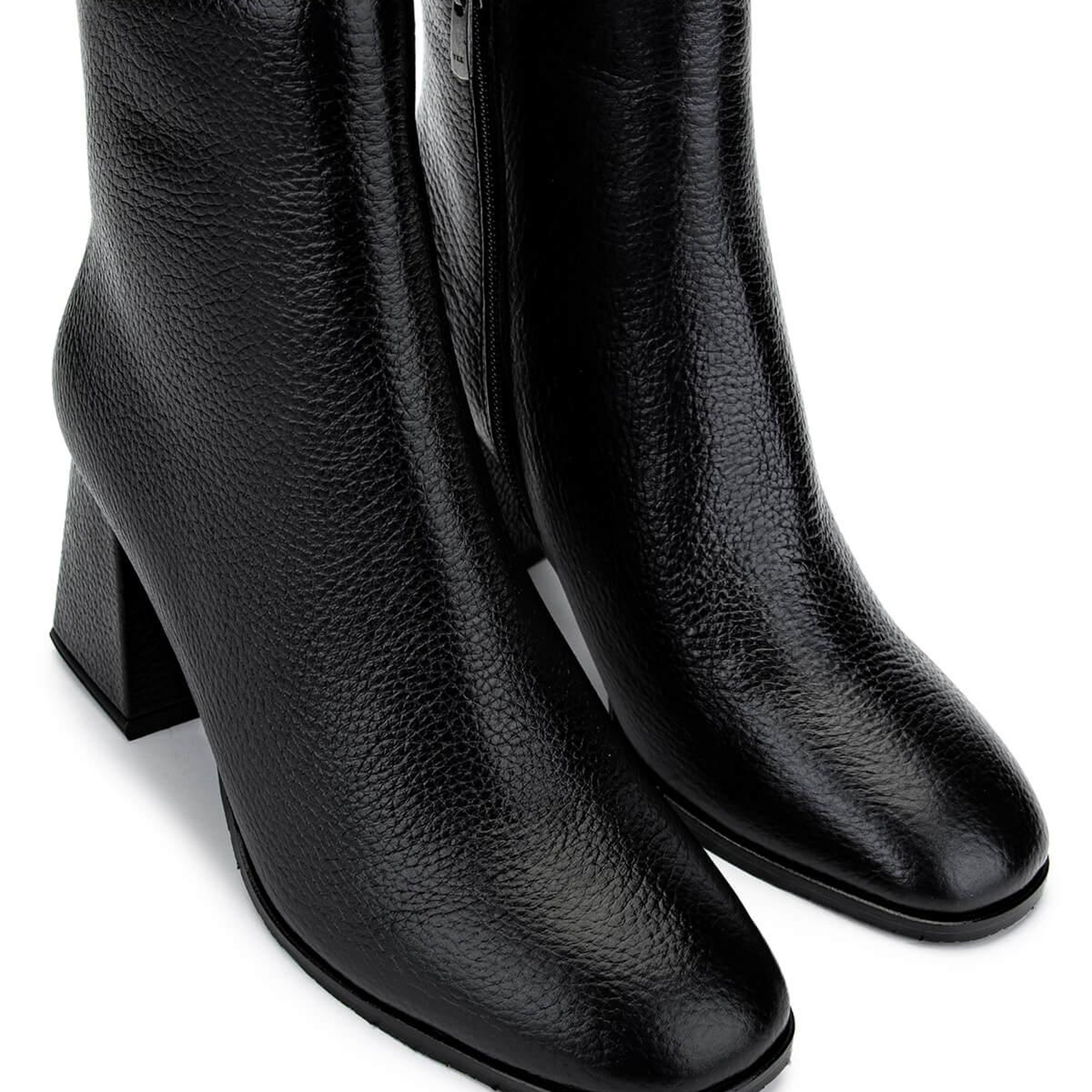 Tamer Tanca Kadın Hakiki Deri Siyah Floter Topuklu Bot