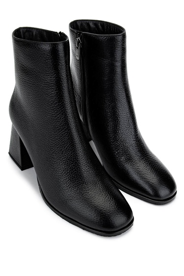  Tamer Tanca Kadın Hakiki Deri Siyah Floter Topuklu Bot