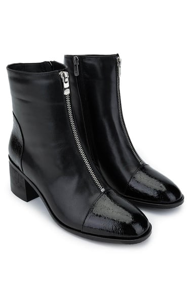  Tamer Tanca Kadın Hakiki Deri Siyah Topuklu Bot