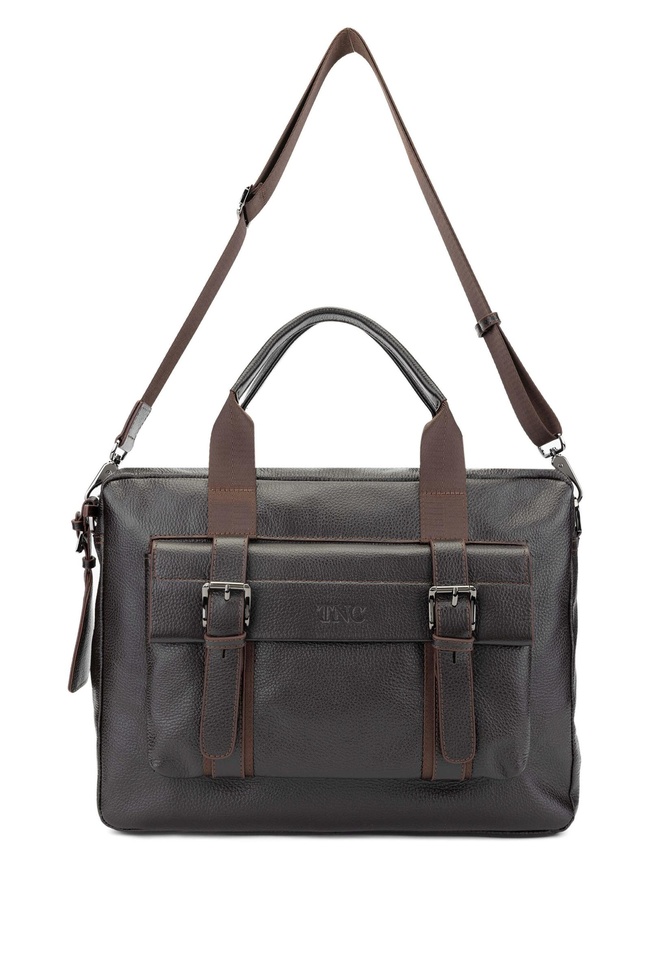  Tamer Tanca Erkek Hakiki Deri Kahverengi Floter Evrak Çantası