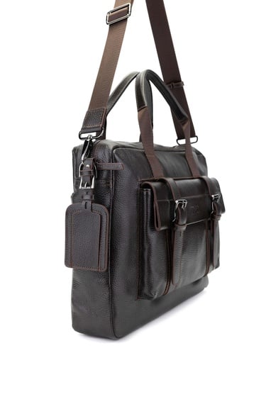  Tamer Tanca Erkek Hakiki Deri Kahverengi Floter Evrak Çantası