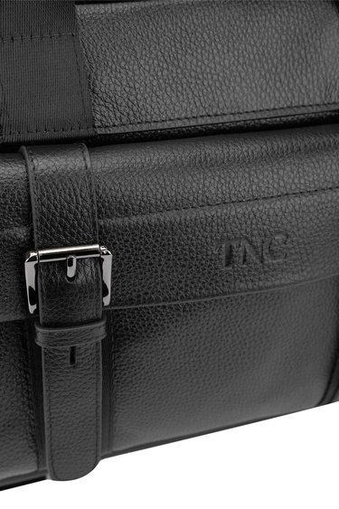  Tamer Tanca Erkek Hakiki Deri Siyah Floter Evrak Çantası