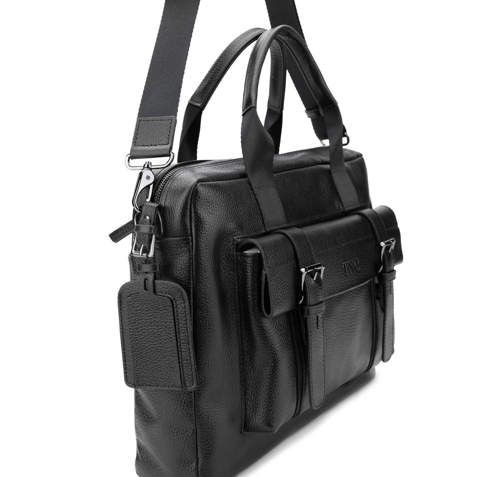 Tamer Tanca Erkek Hakiki Deri Siyah Floter Evrak Çantası