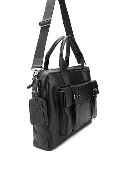  Tamer Tanca Erkek Hakiki Deri Siyah Floter Evrak Çantası