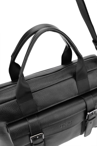  Tamer Tanca Erkek Hakiki Deri Siyah Floter Evrak Çantası