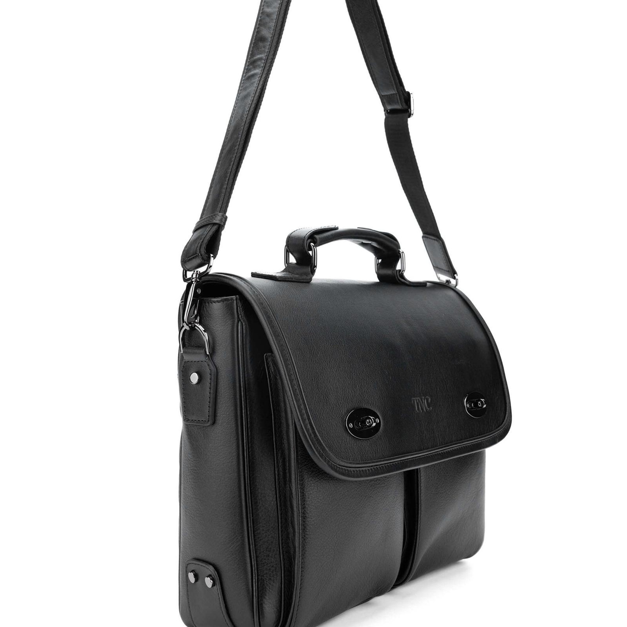 Tamer Tanca Erkek Hakiki Deri Siyah Evrak Çantası