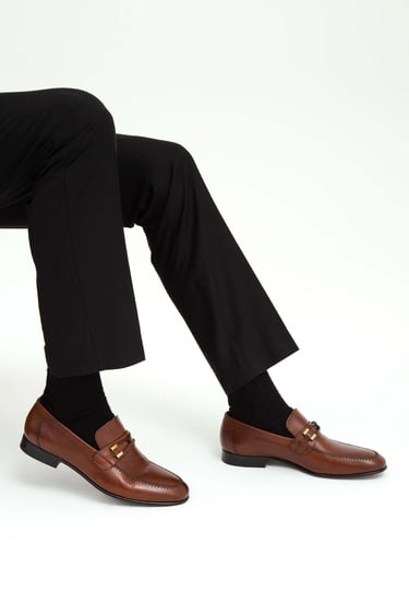  Tamer Tanca Erkek Hakiki Deri Kahverengi Makosen Ayakkabı