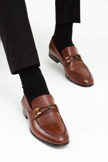  Tamer Tanca Erkek Hakiki Deri Kahverengi Makosen Ayakkabı