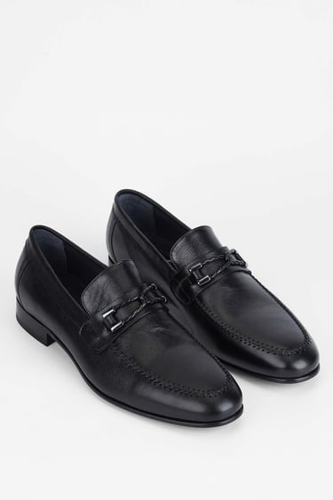  Tamer Tanca Erkek Hakiki Deri Siyah Makosen Ayakkabı