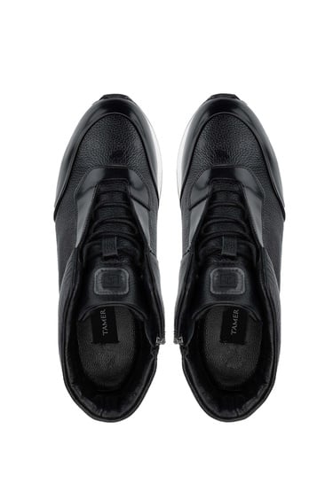  Tamer Tanca Erkek Hakiki Deri Siyah Bot Ayakkabı