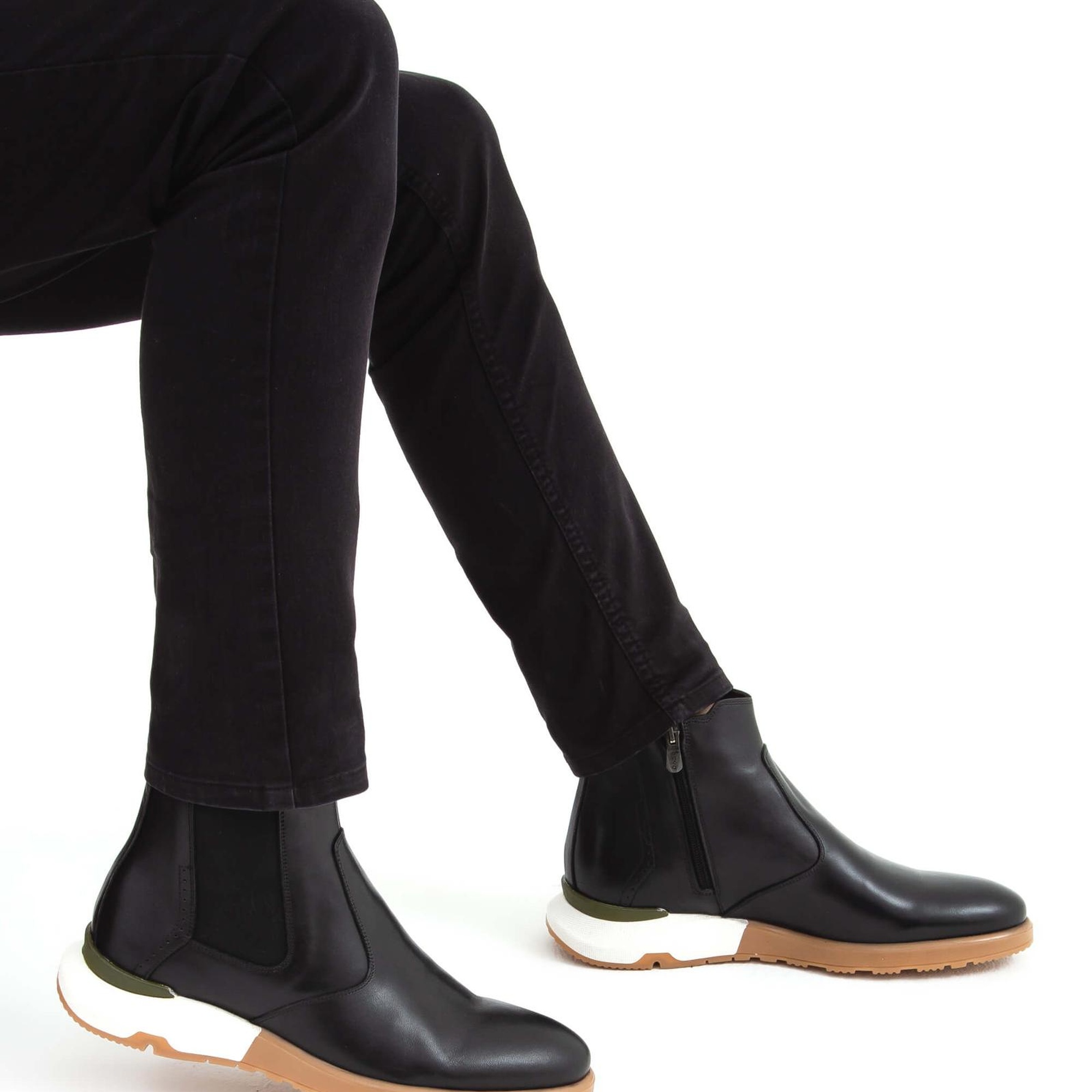 Tamer Tanca Erkek Hakiki Deri Siyah Antik Chelsea Bot