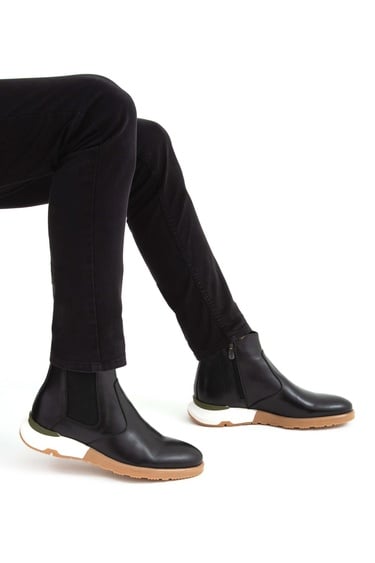  Tamer Tanca Erkek Hakiki Deri Siyah Antik Chelsea Bot