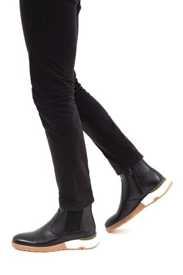  Tamer Tanca Erkek Hakiki Deri Siyah Antik Chelsea Bot