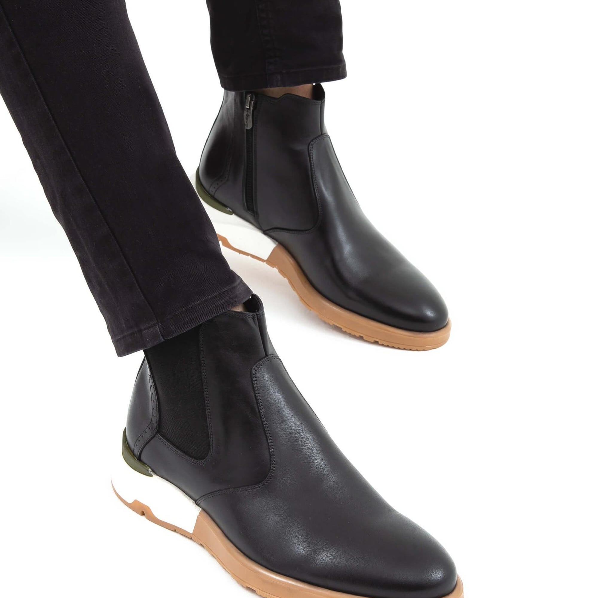 Tamer Tanca Erkek Hakiki Deri Siyah Antik Chelsea Bot