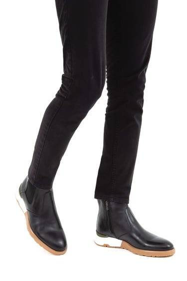  Tamer Tanca Erkek Hakiki Deri Siyah Antik Chelsea Bot