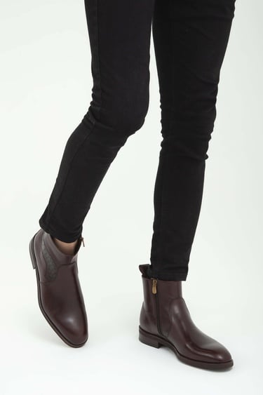  Tamer Tanca Erkek Hakiki Deri Kahverengi Deri Chelsea Bot