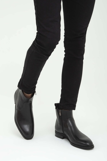  Tamer Tanca Erkek Hakiki Deri Siyah Analin Chelsea Bot