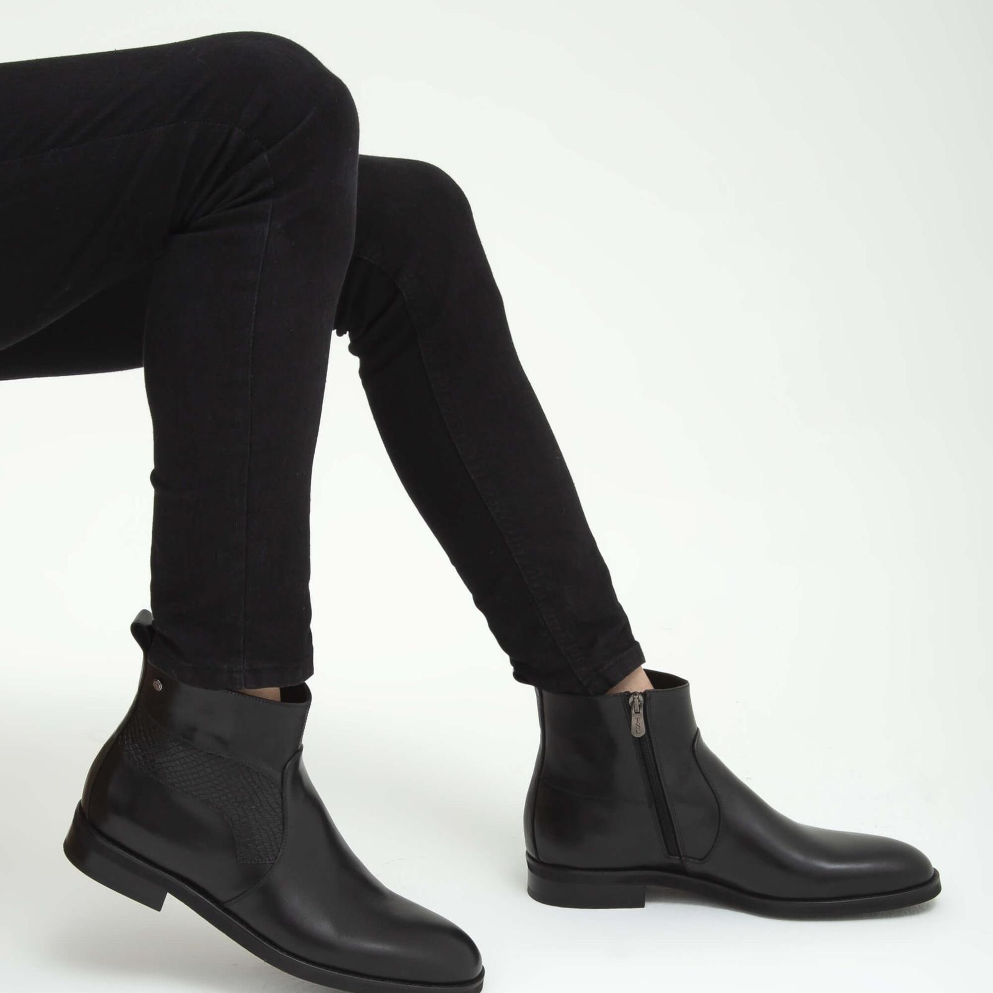 Tamer Tanca Erkek Hakiki Deri Siyah Analin Chelsea Bot