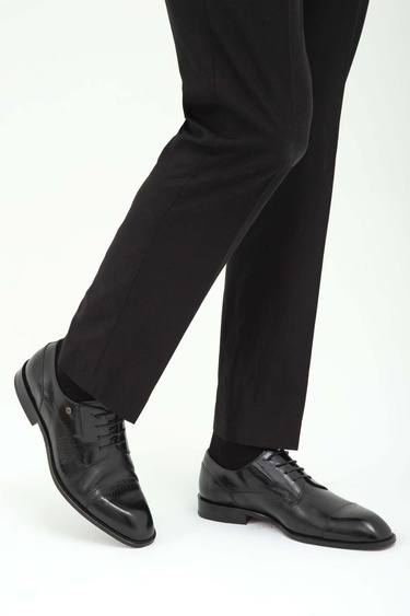  Tamer Tanca Erkek Hakiki Deri Siyah Klasik Ayakkabı