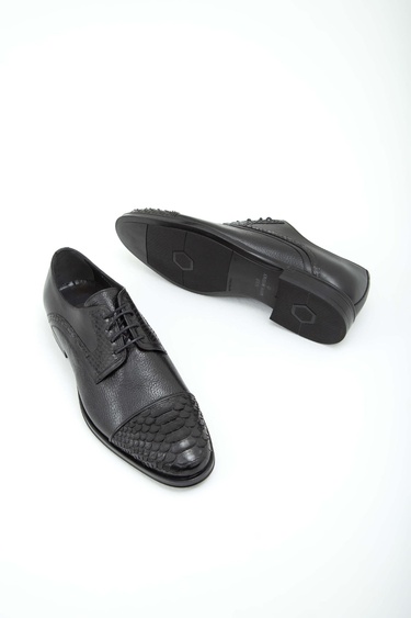  Tamer Tanca Erkek Hakiki Deri Siyah Klasik Ayakkabı