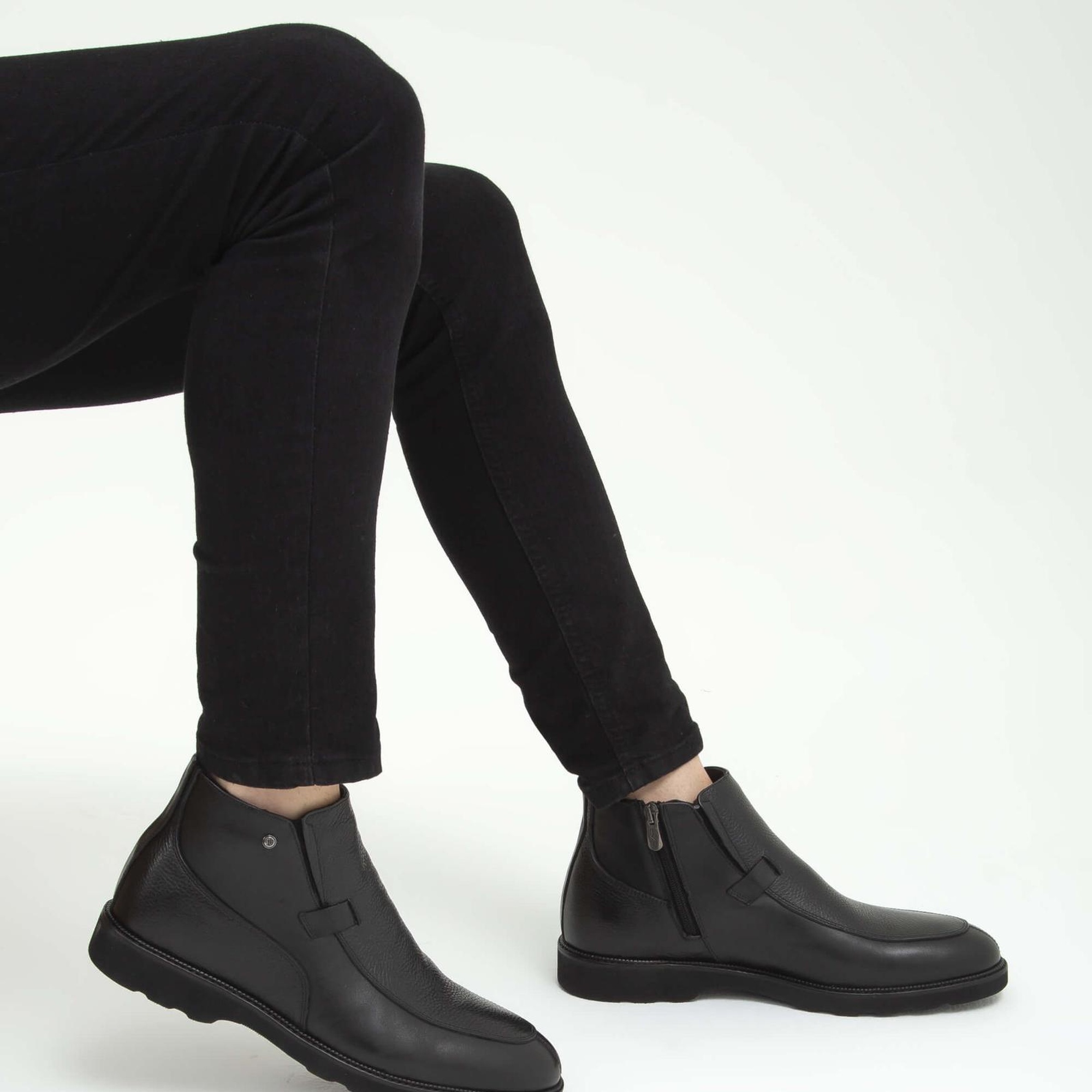 Tamer Tanca Erkek Hakiki Deri Siyah Klasik Bot