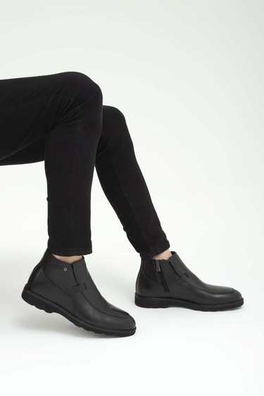  Tamer Tanca Erkek Hakiki Deri Siyah Klasik Bot