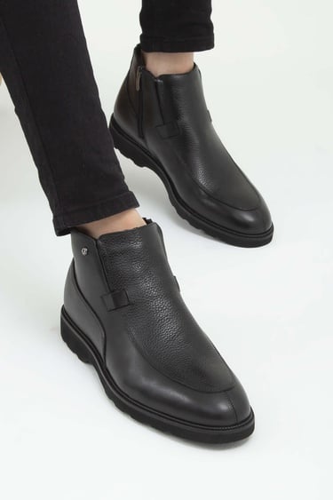  Tamer Tanca Erkek Hakiki Deri Siyah Klasik Bot