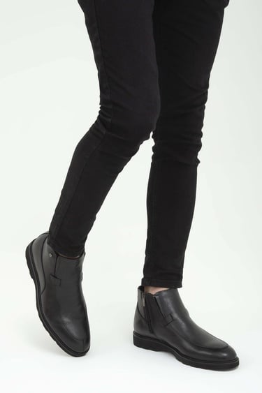  Tamer Tanca Erkek Hakiki Deri Siyah Klasik Bot