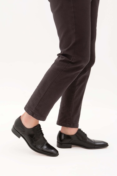  Tamer Tanca Erkek Hakiki Deri Siyah Klasik Ayakkabı