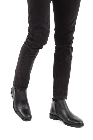  Tamer Tanca Erkek Hakiki Deri Siyah Klasik Bot