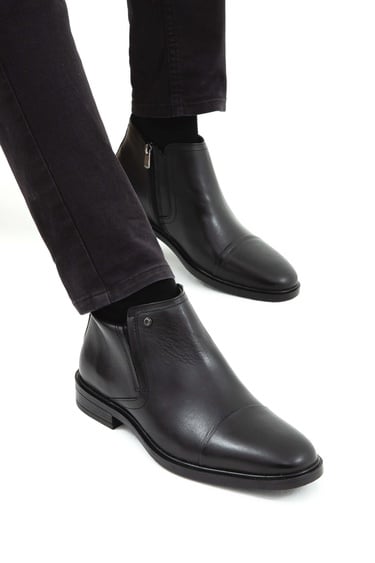  Tamer Tanca Erkek Hakiki Deri Siyah Klasik Bot