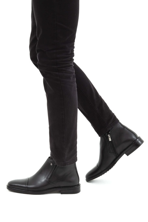  Tamer Tanca Erkek Hakiki Deri Siyah Klasik Bot