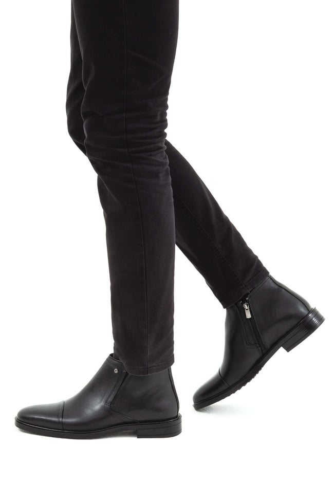  Tamer Tanca Erkek Hakiki Deri Siyah Klasik Bot