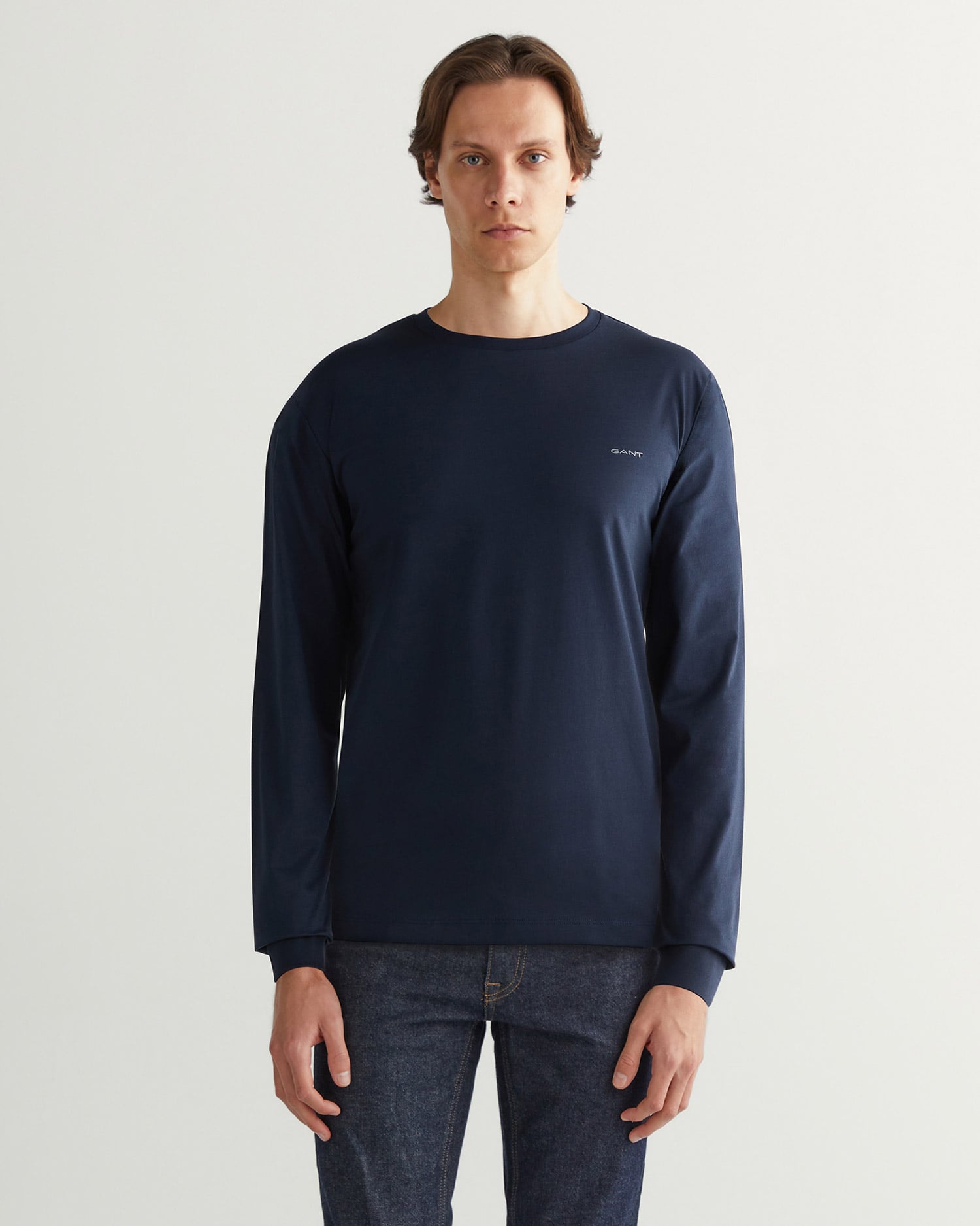  GANT Erkek Lacivert Slim Fit Bisiklet Yaka T-Shirt
