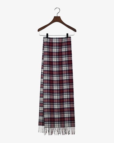  GANT Unisex Bordo Kareli Yün Atkı