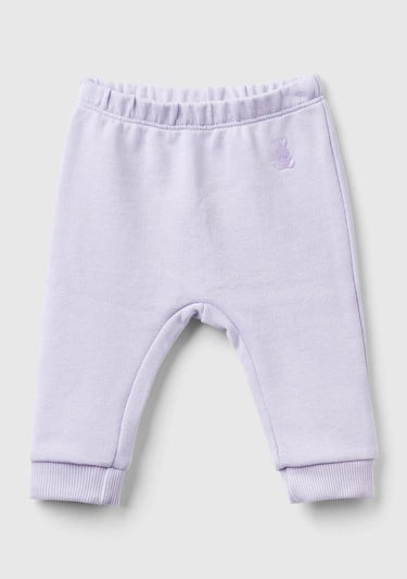 Bebek Lila Önü Tavşan Logosu İşlemeli Beli Büzgülü Polar Pantolon