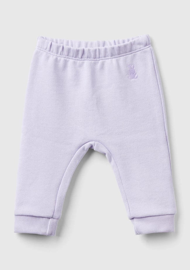  Bebek Lila Önü Tavşan Logosu İşlemeli Beli Büzgülü Polar Pantolon