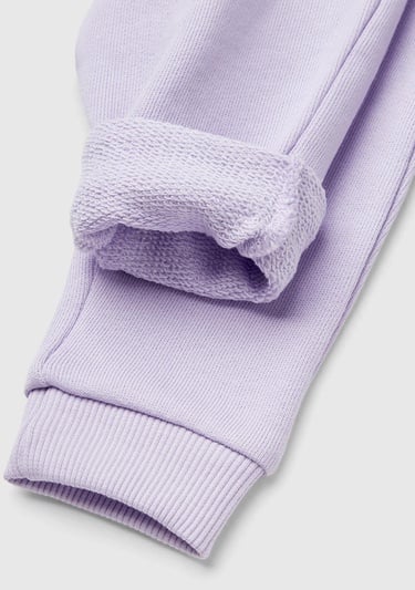  Bebek Lila Önü Tavşan Logosu İşlemeli Beli Büzgülü Polar Pantolon