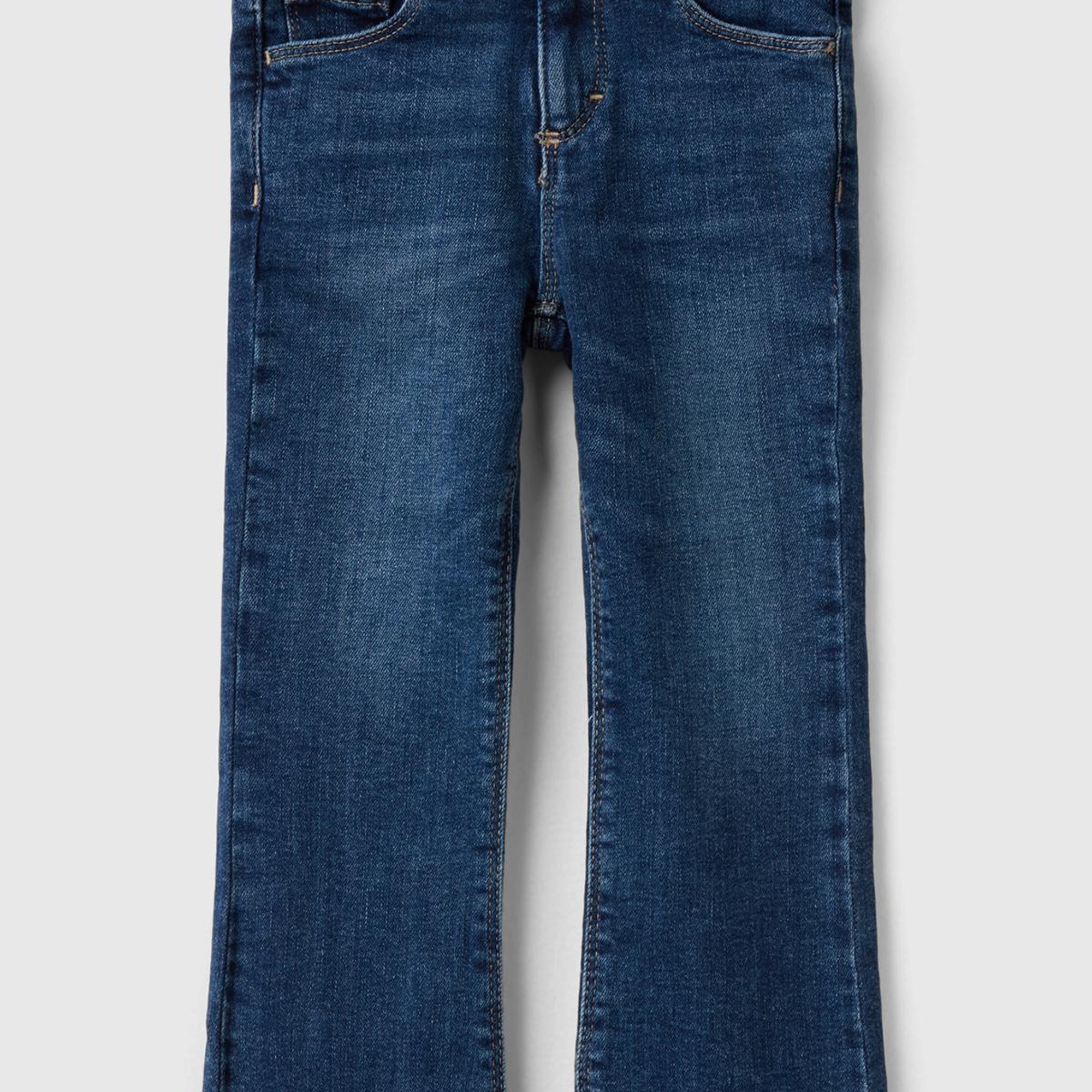 Kız Çocuk Lacivert Streç Kumaşlı Arkası Logo İşlemeli 5 Cepli Denim Pantolon