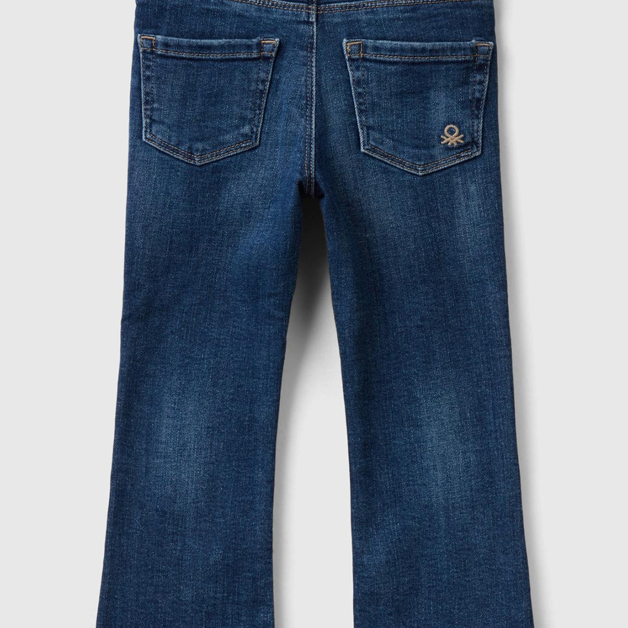 Kız Çocuk Lacivert Streç Kumaşlı Arkası Logo İşlemeli 5 Cepli Denim Pantolon