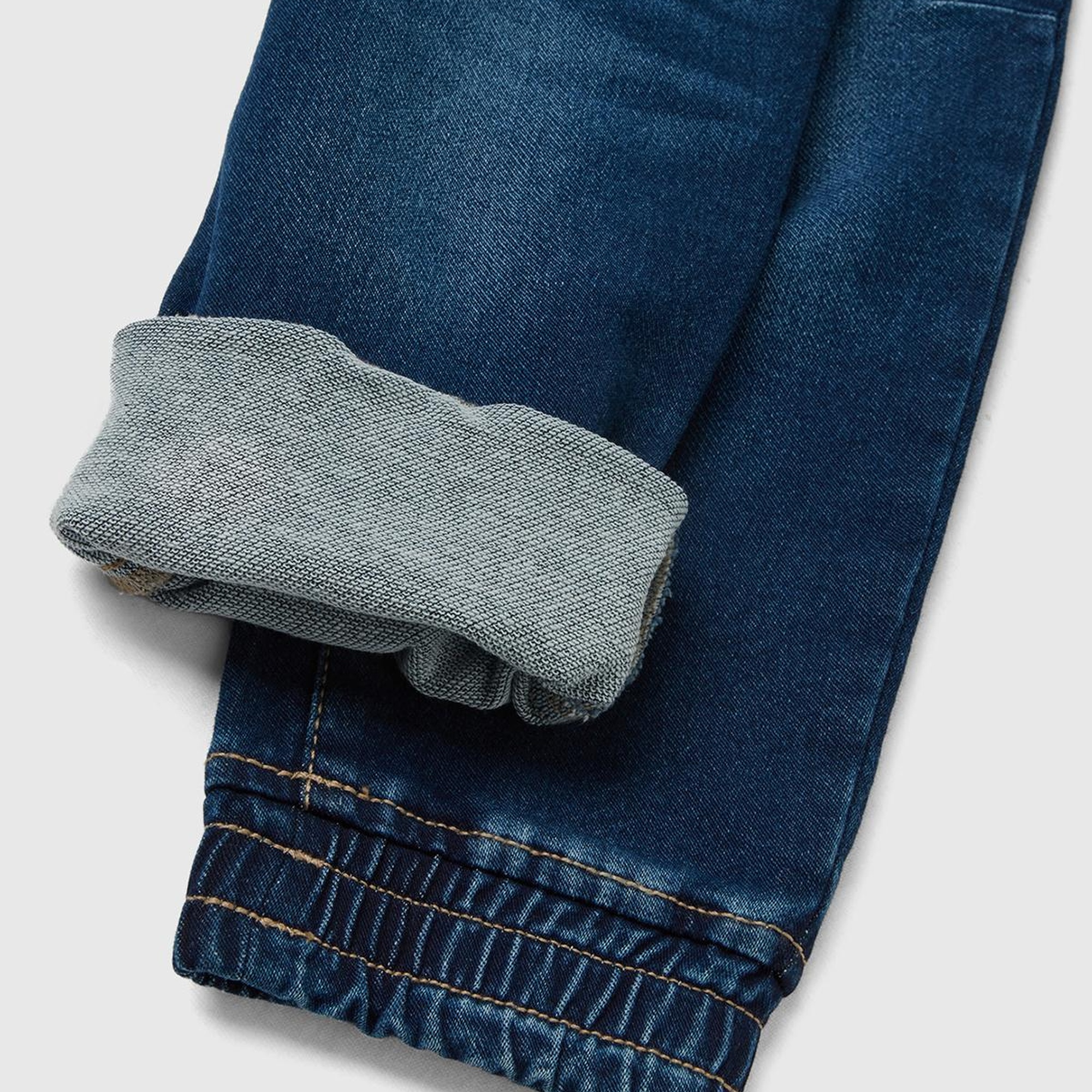 Erkek Çocuk Lacivert Arkada Logo İşlemeli Beli Büzgülü Denim Jogger Pantolon