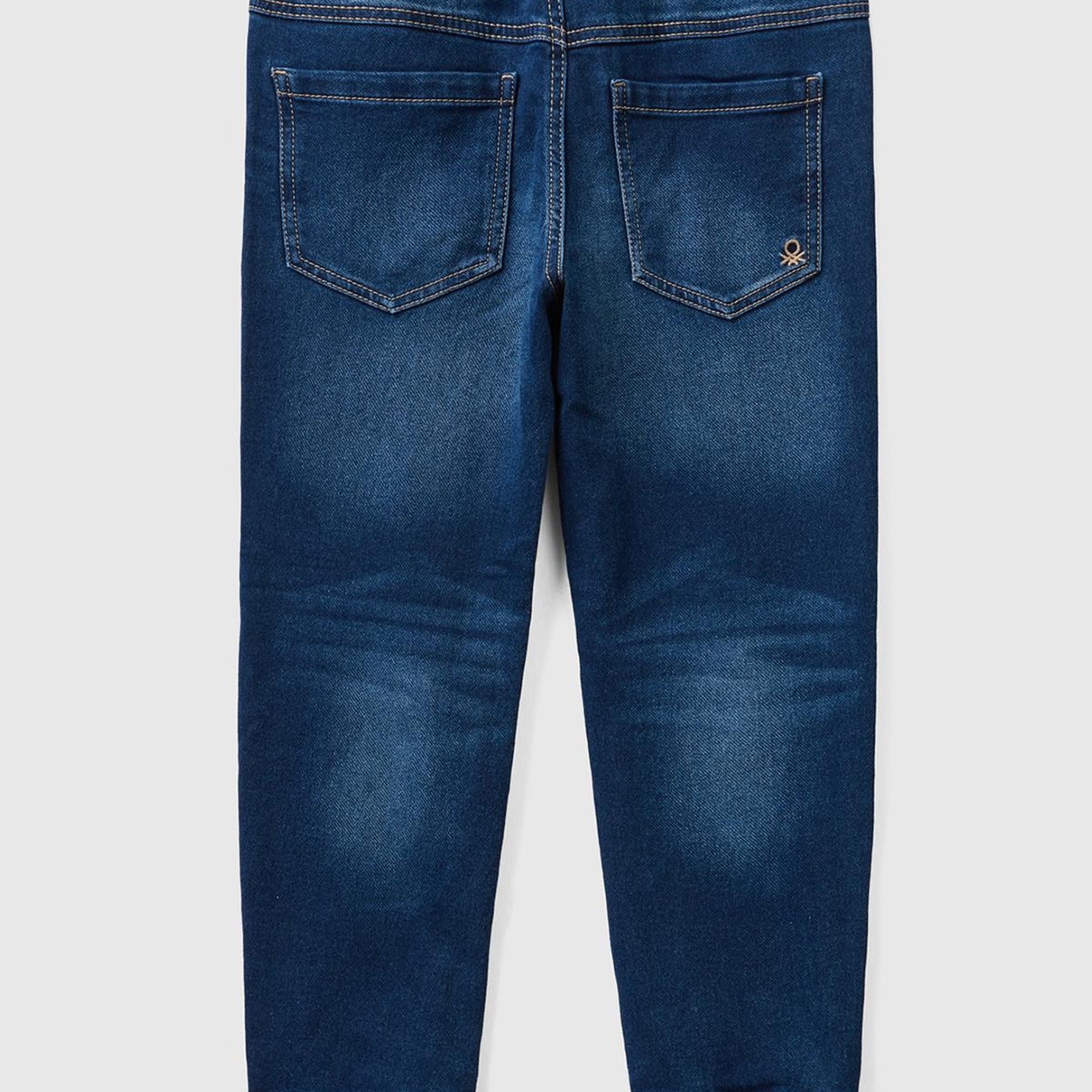 Erkek Çocuk Lacivert Arkada Logo İşlemeli Beli Büzgülü Denim Jogger Pantolon