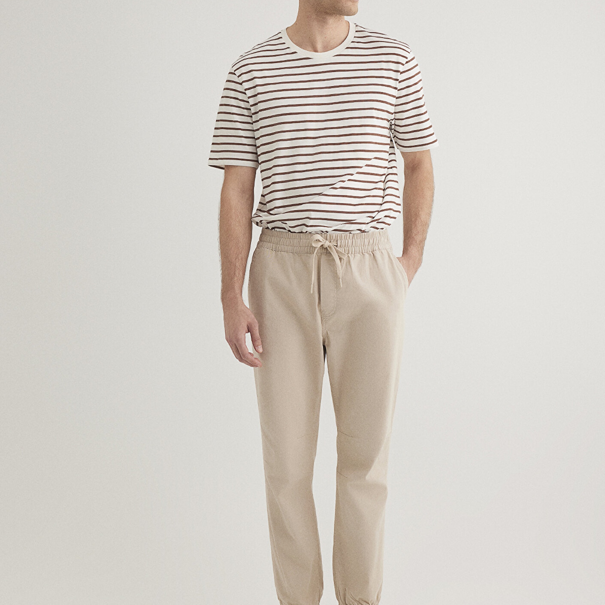 Mavi Beli Lastikli Bej Jogger Pantolon 000169-70004