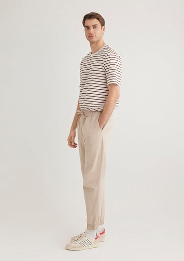  Mavi Beli Lastikli Bej Jogger Pantolon 000169-70004