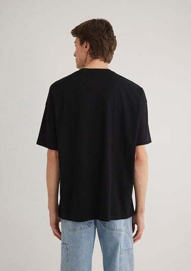  Mavi Mavi Logo Baskılı Siyah Tişört Oversize / Geniş Kesim 0611828-900