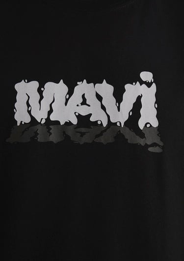  Mavi Mavi Logo Baskılı Siyah Tişört Oversize / Geniş Kesim 0611828-900