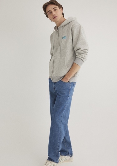  Mavi Mavi Logo Baskılı Fermuarlı Gri Sweatshirt 0611715-80196