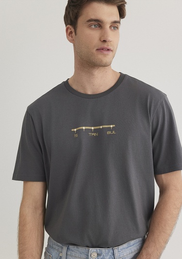  Mavi Antrasit İstanbul Tişört Regular Fit / Normal Kesim 0612452-85309