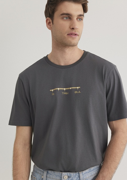  Mavi Antrasit İstanbul Tişört Regular Fit / Normal Kesim 0612452-85309